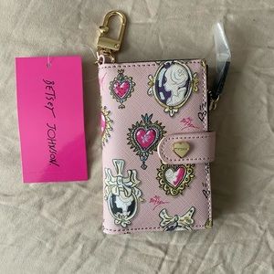 betsey johnson pink wallet and cardholder